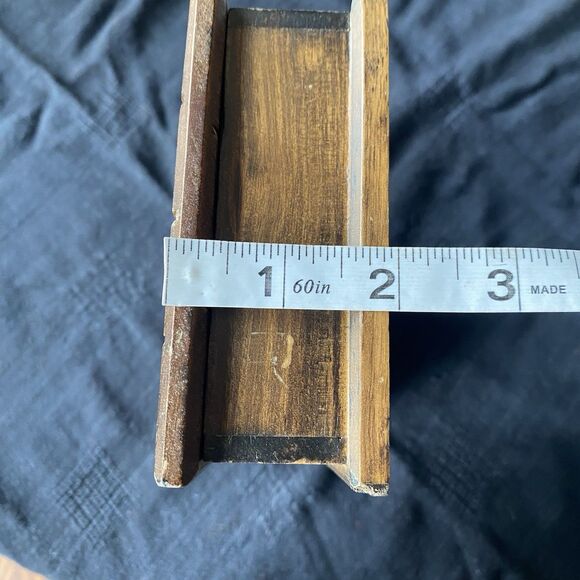 Vintage 70’s Wooden Trinket Jewelry Box. Corduroy Lining. Hinged Lid. 8” x 5” - Picture 13 of 13